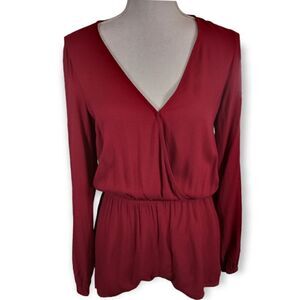 FOREVER 21 BURGUNDY LONG SLEEVE ROMPER SZ.S EUC